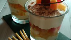 Verrine de fruits épices et crème à la chicorée