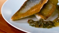 Filets de bar poêlés et vinaigrette vierge