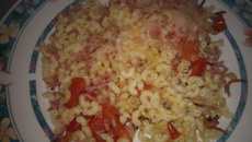 Gratin de coquillettes jambon-tomates