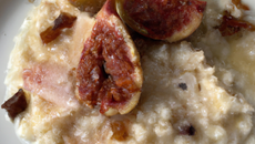 Risotto fourme d'ambert figues et lard