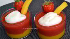Mousses fraise et mangue, nuage de yaourt vanillé