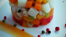 Tartare de st jacques aux poivrons bicolores