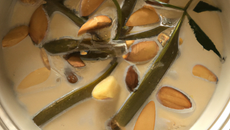 Confit végétal dans un bain de lait d'amande douce