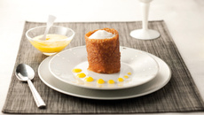 Croustillant chocolat caramel et coulis d'abricot