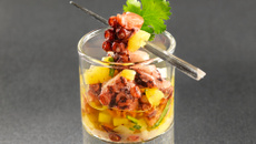 Verrine de poulpe mariné
