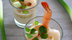 Poireaux aux crevettes en verrines