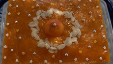 Gâteau 3A : génoise aux amandes, amaretto, bavarois à l'abricot