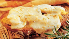 Tartine de poulet mariné aux épices, et pont l'évèque
