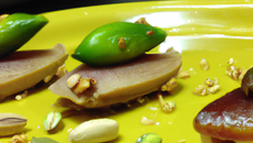 Bouchées de foie gras de canard poêlé et Ratte du Touquet écrasées, pistaches et piment