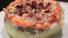 Parmentier de chataignes, carottes aux noisettes