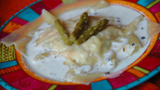 Raviolis ricotta, saumon et asperges
