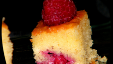 Gateau humide agrumes et framboises