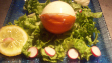 Sphère de panna cota au surimi