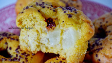 Muffin cœur aux dés de melon et perles de chocolat