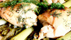 Chapon en 3 cuissons au cardons