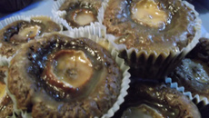 Fondants choco et caramel cœur banane