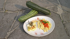 Courgettes gratinées à la ricotta et macaromis