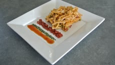 Gratin de macaroni au petits pois comté et chorizo