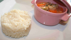 Cocotte retour de pêche et son risotto au parmesan