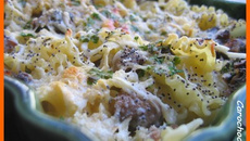 Gratin de pâtes au citron et aux champignons