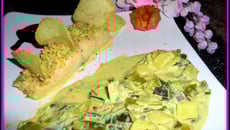 Pavé de saumon sauce moutarde et son croustillant