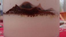 Panna cotta citronelle, croquant de chocolat et espuma au gingembre