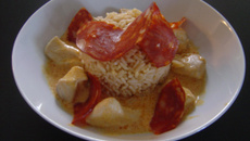 Riz pilaf au paprika et poulet coco