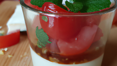 Verrine panna cotta chèvre et tomates confites