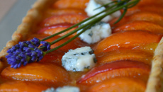 Tarte abricots à la lavande et roquefort papillon