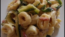 Tortelloni au jambon cru et tagliatelles de courgettes au gorgonzola