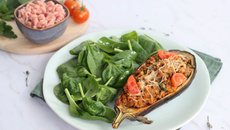 Aubergine farcie au haché de veau et aux herbes