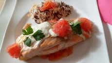 Papillote de saumon et pamplemousse rose