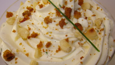 Cappuccino de marrons épicé, sacristains lardons et noix