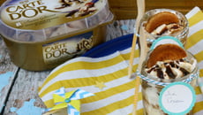 Verrine Glace Carte d'Or Façon Glacier Saveurs Macadamia et Vanille et son sablé