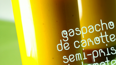 Gaspacho de carottes, semi pris de tomate à l'anis vert