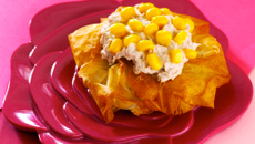 Nid en pâte filo et mimosa de maïs au thon