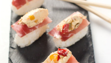 Sushis au jambon cru et à la Tartinade aux 3 poivrons Apérivrais