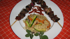 Brochette de dinde caramélisée