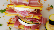 Millefeuilles de jambon de Vendée, courgettes, chèvre
