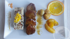 Filet mignon de porc à l'orange, au miel et petits oignons