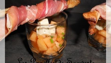 Verrine melon feta et sa torsette à la crème de Bleu