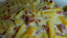 Gratin de pâtes au chèvre et jambon