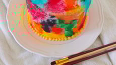 Layer cake aquarelle fraise orange sanguine