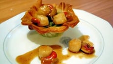 Corolle de Julienne de légumes aux Noix de Saint Jacques au Culimiel Safran