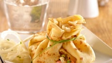 Aumônières au tofu, algues et saumon biologique