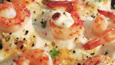 Petites gambas gratinées feta et brin d'aneth