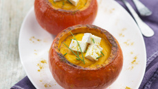 Velouté de potimarron au curry et Caprice des Dieux