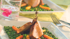 Quasi de veau petits pois carottes mijotés dans son jus