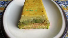 Terrine p de terre, fondue de poireaux et truite fumée