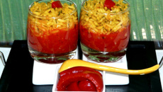 Purée de poivron et son risotto